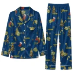 Marquette Golden Eagles Long Pajama Set Custom Sprig Scatter Blue Best Selling