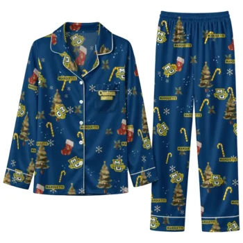 Marquette Golden Eagles Long Pajama Set Custom Sprig Scatter Blue Best Selling