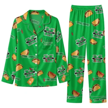 Marshall Thundering Herd Long Pajama Set Customized Snack Scatter Green Best Selling