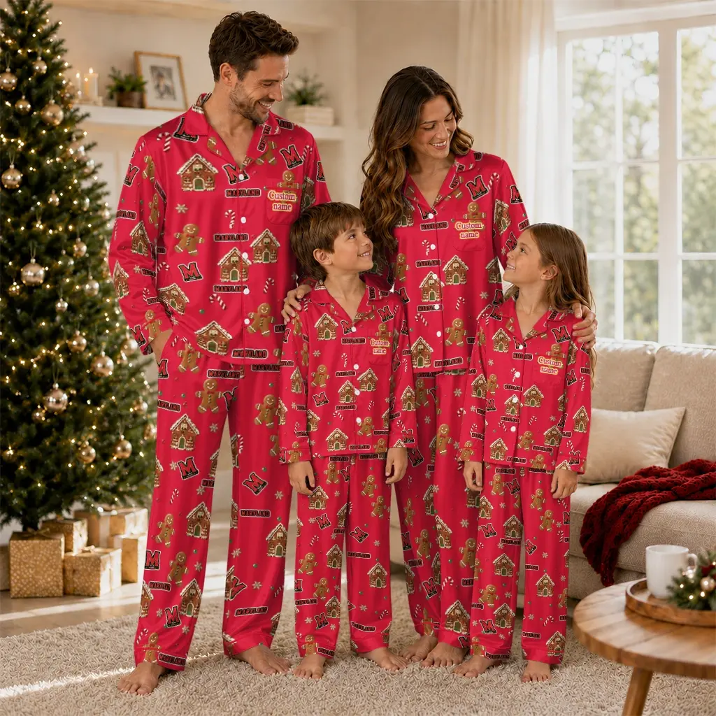 Maryland Terrapins Long Pajama Set Personalized Candy Scatter Red Latest Model Maryland Terrapins Long Pajama Set Personalized Candy Scatter Red Latest Model