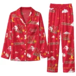 Maryland Terrapins Long Pajama Set Personalized Cloud Stars Red Best Selling