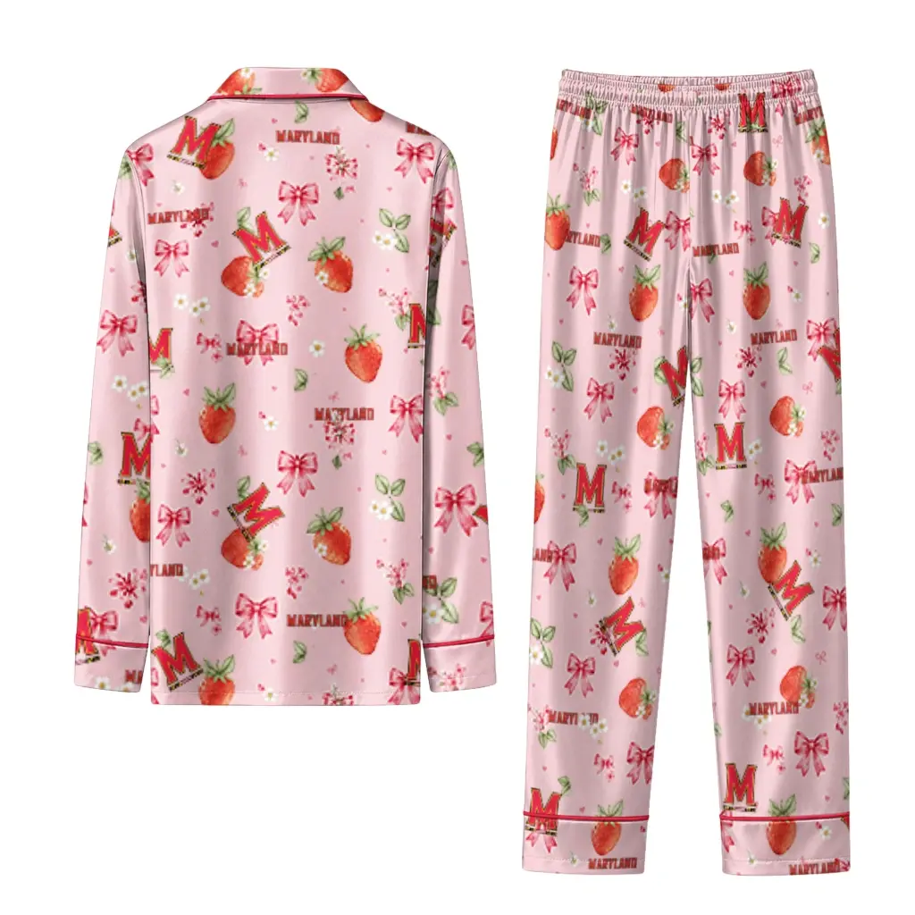 Maryland Terrapins Long Pajama Set Personalized Ribbon Florals Red Fashion Forward Maryland Terrapins Long Pajama Set Personalized Ribbon Florals Red Fashion Forward