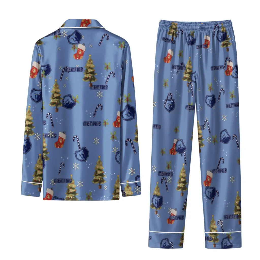 Memphis Grizzlies Long Pajama Set Custom Sprig Scatter Blue Fashion Forward Memphis Grizzlies Long Pajama Set Custom Sprig Scatter Blue Fashion Forward