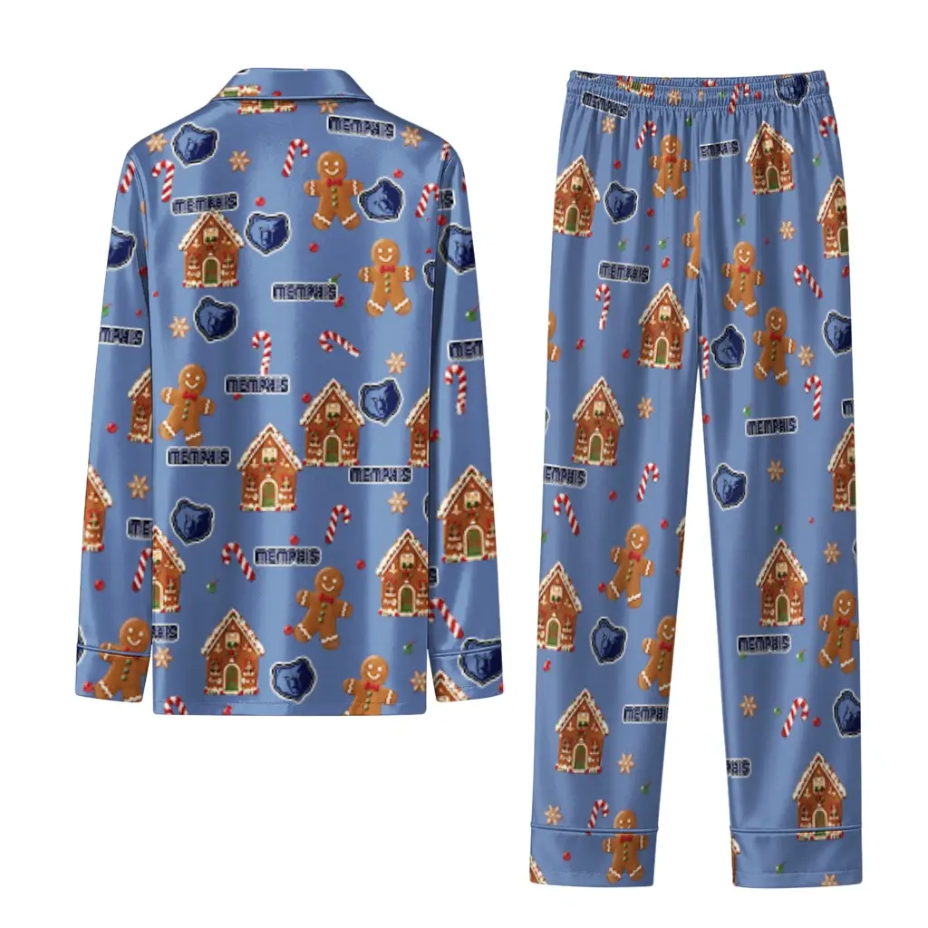 Memphis Grizzlies Long Pajama Set Personalized Candy Scatter Blue Fashion Forward Memphis Grizzlies Long Pajama Set Personalized Candy Scatter Blue Fashion Forward