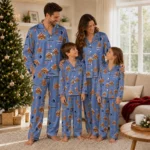 Memphis Grizzlies Long Pajama Set Personalized Candy Scatter Blue Best Selling
