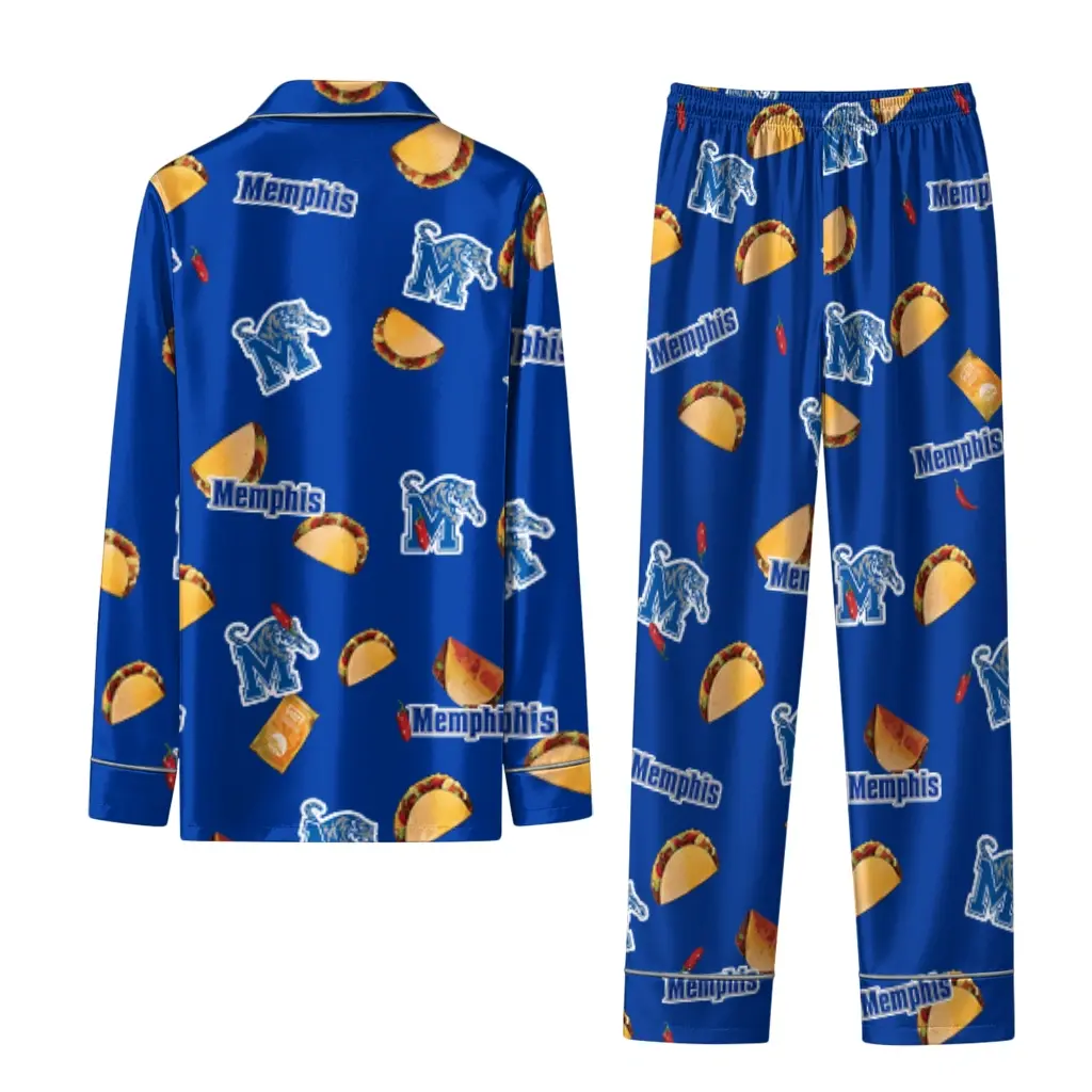 Memphis Tigers Long Pajama Set Customized Snack Scatter Blue Fashion Forward Memphis Tigers Long Pajama Set Customized Snack Scatter Blue Fashion Forward