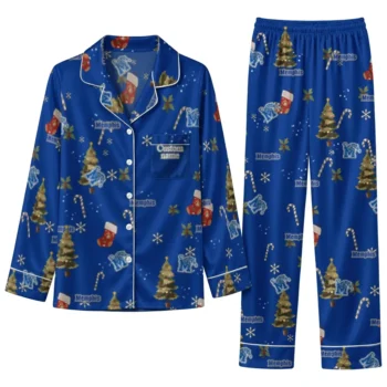 Memphis Tigers Long Pajama Set Customized Sprig Scatter Blue Best Selling