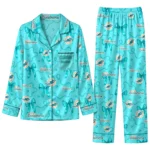 miami dolphins long pajama set custom ribbon chains aqua best selling.webp