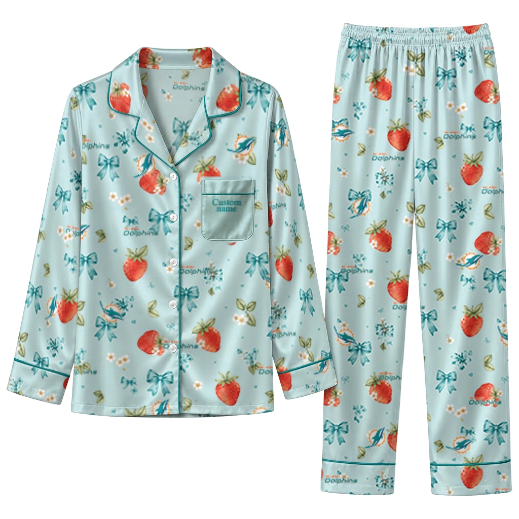 miami dolphins long pajama set custom ribbon florals aqua best selling.webp miami dolphins long pajama set custom ribbon florals aqua best selling.webp