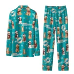 Miami Dolphins Long Pajama Set Customized Animal Scatter Aqua Best Selling