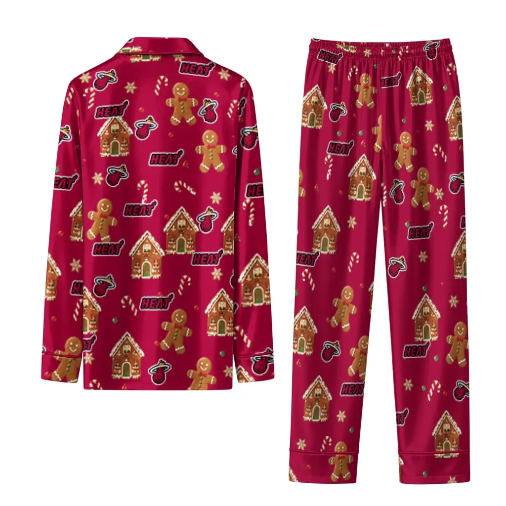 Miami Heat Long Pajama Set Custom Candy Scatter Red Fashion Forward Miami Heat Long Pajama Set Custom Candy Scatter Red Fashion Forward