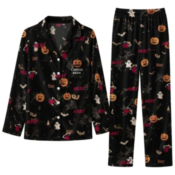 miami heat long pajama set custom icon confetti black best selling.webp