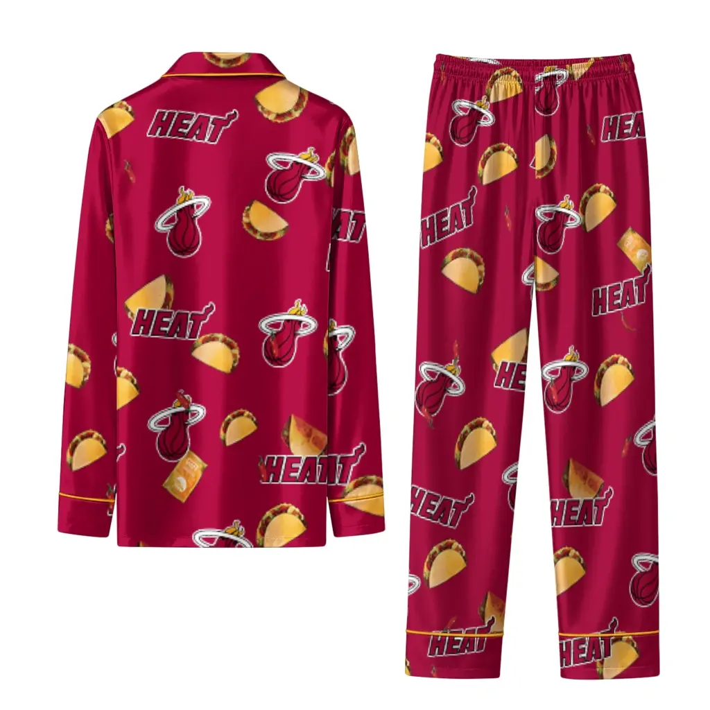 Miami Heat Long Pajama Set Custom Snack Scatter Red Fashion Forward Miami Heat Long Pajama Set Custom Snack Scatter Red Fashion Forward