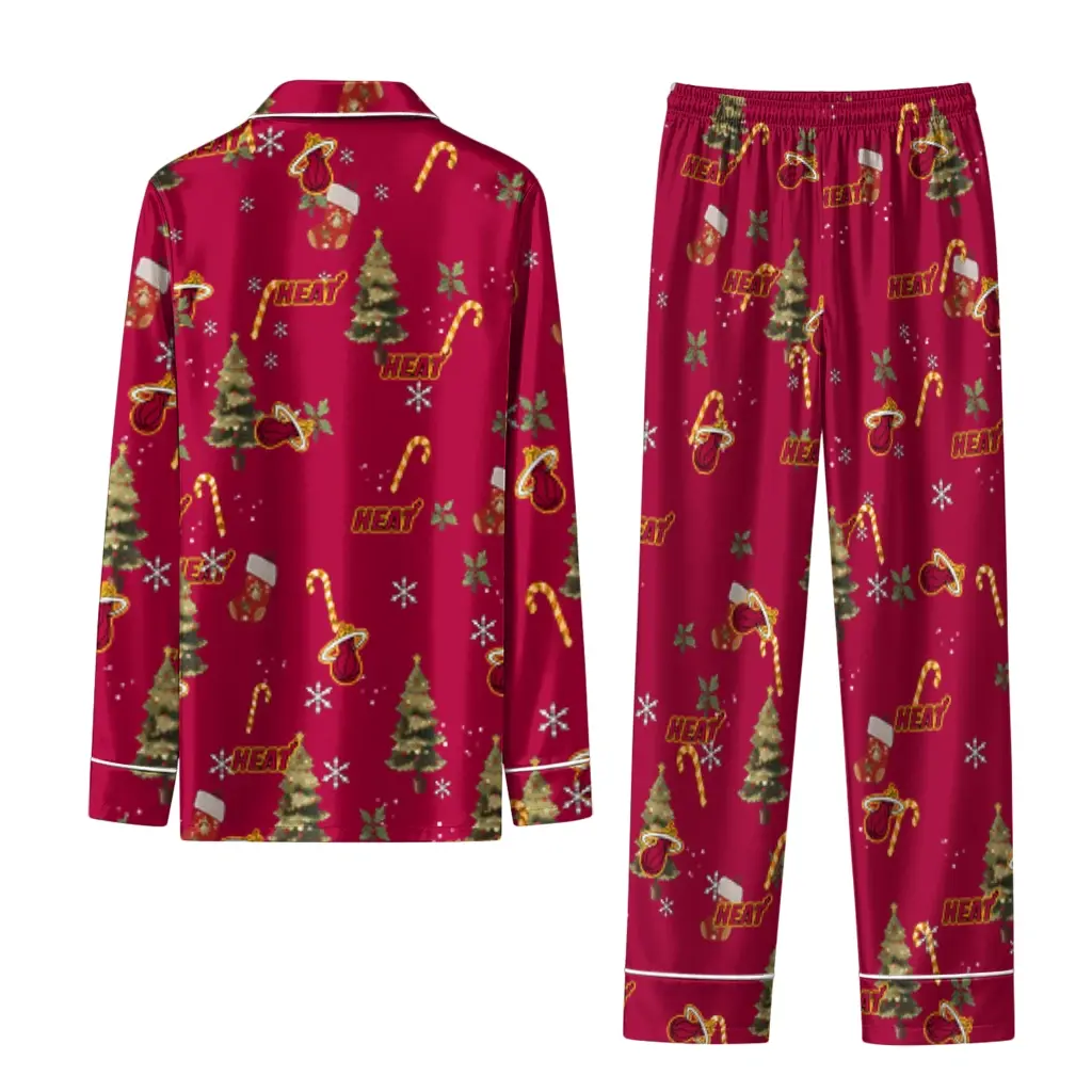 Miami Heat Long Pajama Set Customized Sprig Scatter Red Fashion Forward Miami Heat Long Pajama Set Customized Sprig Scatter Red Fashion Forward