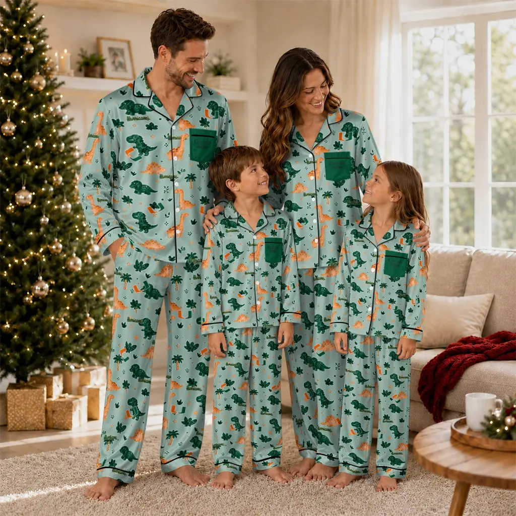 Miami Hurricanes Long Pajama Set Personalized Character Scatter Latest Model Miami Hurricanes Long Pajama Set Personalized Character Scatter Latest Model