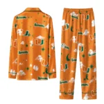 Miami Hurricanes Long Pajama Set Personalized Cloud Stars Orange Best Selling