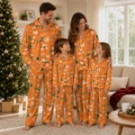 Miami Hurricanes Long Pajama Set Personalized Heart Charms Orange Best Selling