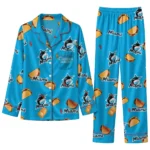 Miami Marlins Long Pajama Set Custom Snack Scatter Blue Best Selling