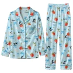 Miami Marlins Long Pajama Set - Customized Ribbon Florals Blue 1 miami marlins long pajama set customized ribbon florals blue best selling.webp