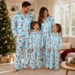 miami marlins long pajama set customized ribbon florals blue best selling.webp