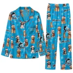Miami Marlins Long Pajama Set Personalized Animal Scatter Blue Best Selling