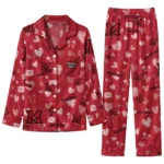 Miami Redhawks Long Pajama Set Personalized Heart Charms Red Best Selling