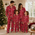 Miami Redhawks Long Pajama Set Personalized Sprig Scatter Red Best Selling