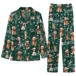 Michigan State Spartans Long Pajama Set Custom Animal Scatter Green Best Selling