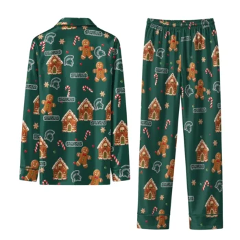 Michigan State Spartans Long Pajama Set Custom Candy Scatter Green Fashion Forward