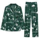 Michigan State Spartans Long Pajama Set Custom Cloud Stars Green Best Selling