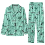 Michigan State Spartans Long Pajama Set - Custom Ribbon Chains Green 1 Michigan State Spartans Long Pajama Set Custom Ribbon Chains Green Best Selling