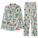 Michigan State Spartans Long Pajama Set Custom Ribbon Florals Green Best Selling