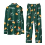 Michigan State Spartans Long Pajama Set Custom Snack Scatter Green Best Selling