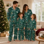 Michigan State Spartans Long Pajama Set Custom Sprig Scatter Green Best Selling