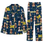 Michigan Wolverines Long Pajama Set Customized Animal Scatter Blue Best Selling