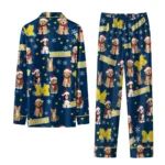 Michigan Wolverines Long Pajama Set Customized Animal Scatter Blue Best Selling