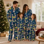 Michigan Wolverines Long Pajama Set Customized Animal Scatter Blue Best Selling