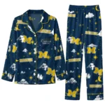 Michigan Wolverines Long Pajama Set Customized Cloud Stars Blue Best Selling