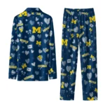 Michigan Wolverines Long Pajama Set Customized Heart Charms Blue Best Selling