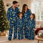 Michigan Wolverines Long Pajama Set Customized Heart Charms Blue Best Selling