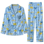 Michigan Wolverines Long Pajama Set Customized Ribbon Chains Blue Best Selling