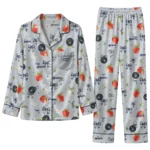 milwaukee brewers long pajama set personalized ribbon florals navy blue best selling.webp