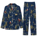 Milwaukee Brewers Long Pajama Set Personalized Sprig Scatter Navy Blue Best Selling