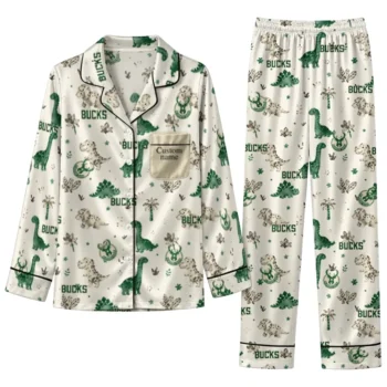 Milwaukee Bucks Long Pajama Set Custom Character Scatter Best Selling