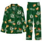Milwaukee Bucks Long Pajama Set Customized Snack Scatter Green Best Selling