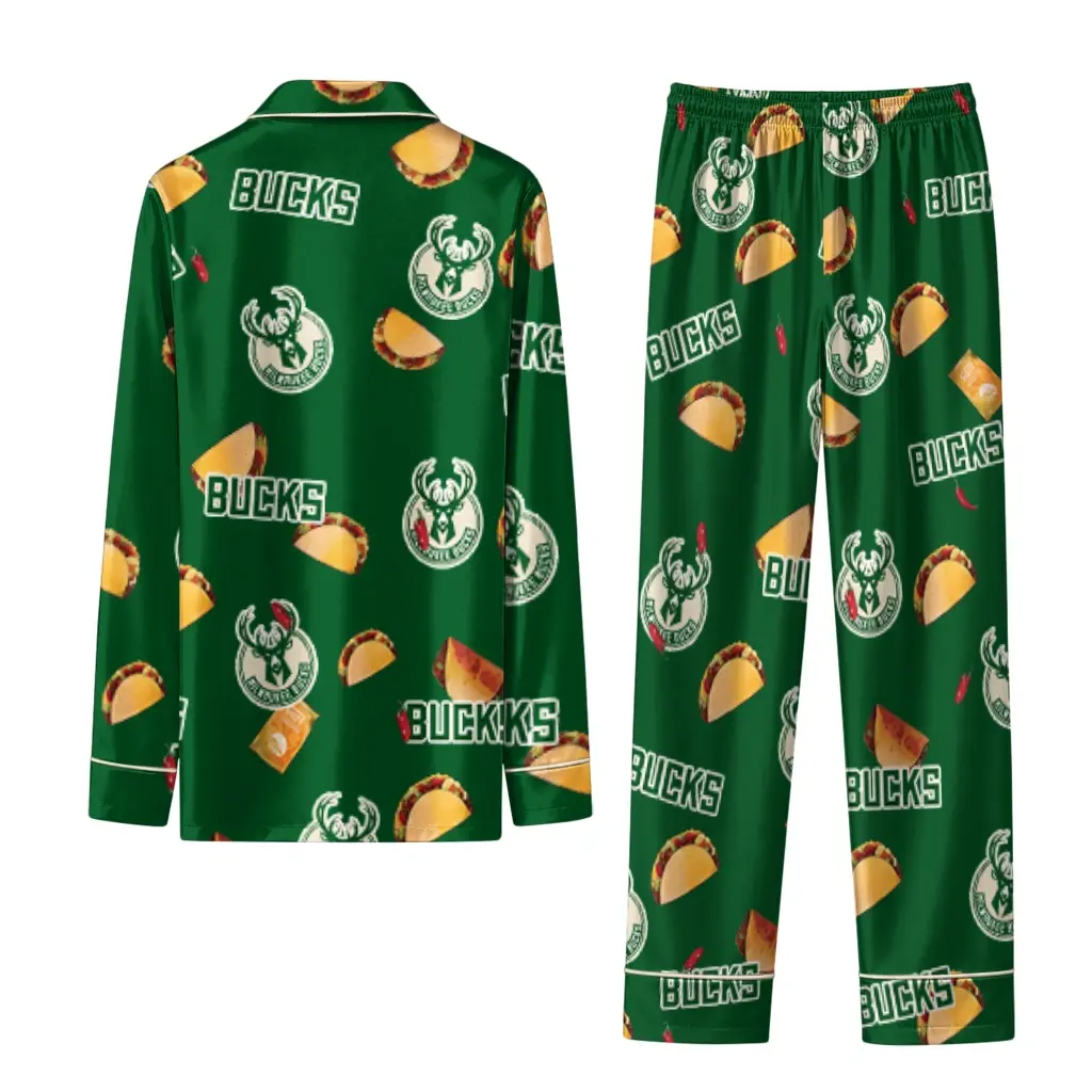 Milwaukee Bucks Long Pajama Set Customized Snack Scatter Green Fashion Forward Milwaukee Bucks Long Pajama Set Customized Snack Scatter Green Fashion Forward