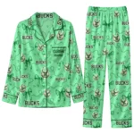milwaukee bucks long pajama set personalized ribbon chains green best selling.webp