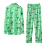 milwaukee bucks long pajama set personalized ribbon chains green best selling.webp