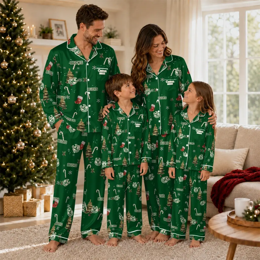 Milwaukee Bucks Long Pajama Set Personalized Sprig Scatter Green Latest Model Milwaukee Bucks Long Pajama Set Personalized Sprig Scatter Green Latest Model