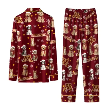 Minnesota Golden Gophers Long Pajama Set Personalized Animal Scatter Maroon Fashion Forward